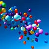 Colorful Balloons flying in the sky party