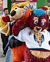 Billy the Goat, local Rio Rancho mascots on hand for Orbit's birthday at Isotopes Park New Mexico Goatheads, Rio Rancho High and Rio Rancho Middle School all represented at the mascot celebration
